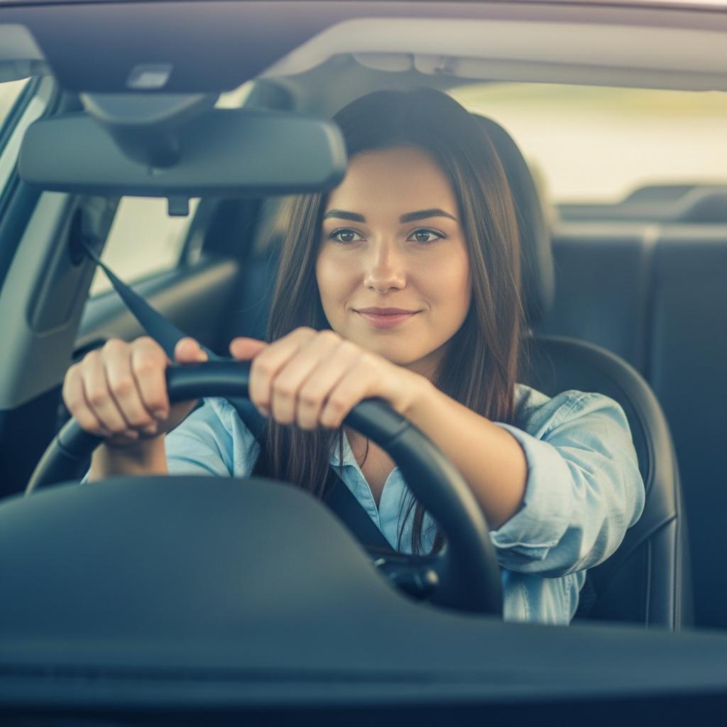 Confident young driver ready for their road test